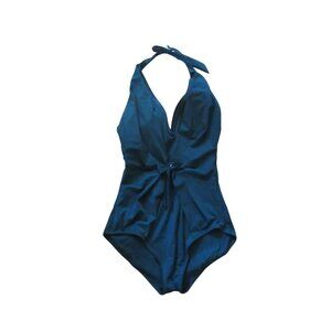 New w Tags, Gottex Contour Forest Green One Piece Bathing Suit SZ 14